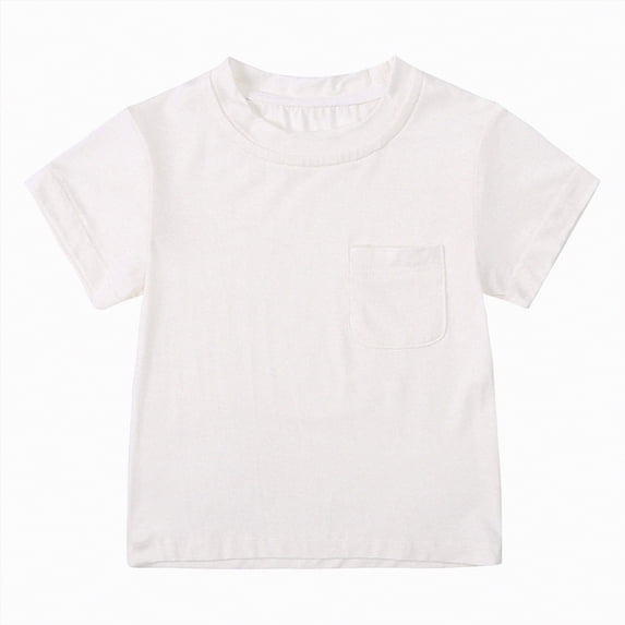 NIEWTR Boys Short Sleeve T Shirts Kids Summer Crewneck Color Block Tops Fashion Tees(White,3-6 Months)