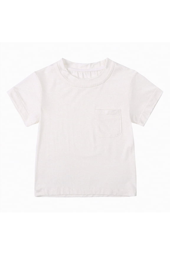 Boys Short Sleeve T Shirts Kids Summer Crewneck Color Block Tops Fashion Tees(White,3-6 Months)
