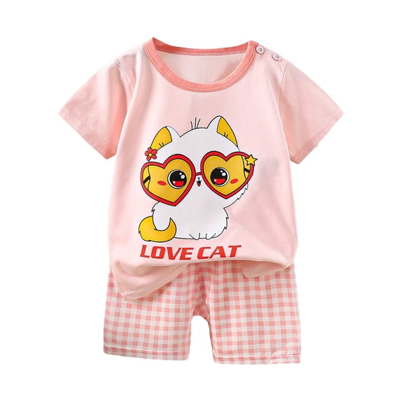 NIEWTR Boys Short Sleeved Shorts Suit Comfortable And Breathable Fashionable Cartoon Dinosaur Print Boy Suit 18 24 Months 2T 3T 10T Summer Outfit (3-6 Months,Light Pink)