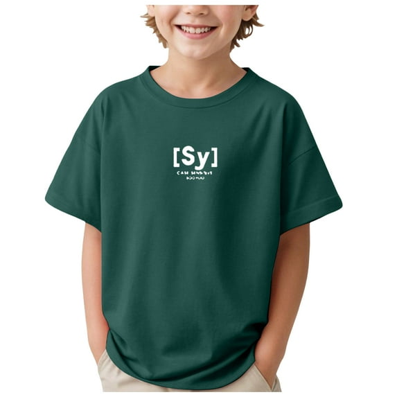 NIEWTR Boys Solid Color Short Sleeve T-Shirts Slim-fit Casual Crewneck Tees Breathable Summer Tops 5-14 Years(Dark Green,11-12 Years)