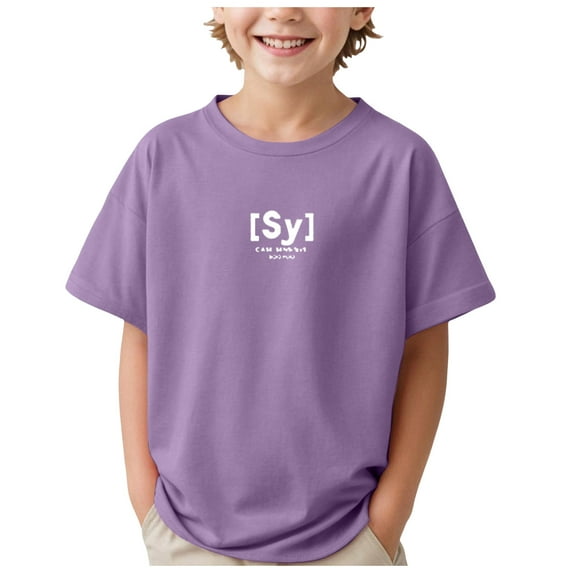 NIEWTR Boys Solid Color Short Sleeve T-Shirts Slim-fit Casual Crewneck Tees Breathable Summer Tops 5-14 Years(Purple,11-12 Years)