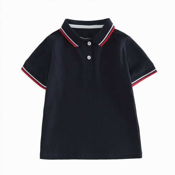NIEWTR Boys Stretch Polo Shirts Slim Fit Short Sleeve Collared Tops Casual School Uniforms(Navy,11-12 Years)