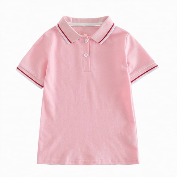 NIEWTR Boys Stretch Polo Shirts Slim Fit Short Sleeve Collared Tops Casual School Uniforms(Pink,3-4 Years)