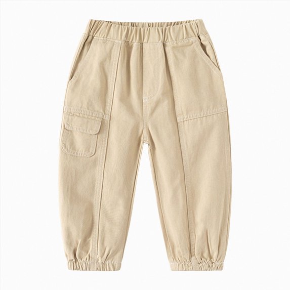 NIEWTR Boys Sweatpants Straight Leg Athletic Open Bottom Joggers Lightweight Drawstring Kid Pants with Pockets 2T 3T 4T 5T 6T 7T 8T 9T Boys Uniform Dress Pant(A-Beige,6-7 Years)
