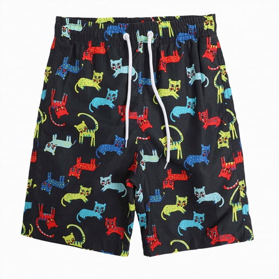 NIEWTR Boys Swim Trunks Quick Dry Board Shorts Lightweight Beach Swim Shorts with Fun Prints for Toddler Kids(Multicolour,10-12 Years)