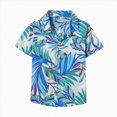 thumbnail image 1 of NIEWTR Boys Vintage Floral Print Short Sleeve Button Up Shirt Casual Summer Tops for Beach & Parties(Light Blue,6-7 Years), 1 of 5