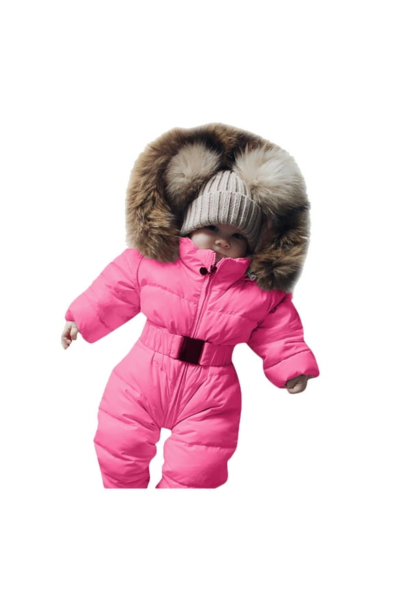 Boys and Girls One Piece Snowsuits Overalls Ski Suits Winter Waterproof Coats Jumpsuits for Baby Toddler Winter Warm Snowsuit A04-Hot Pink