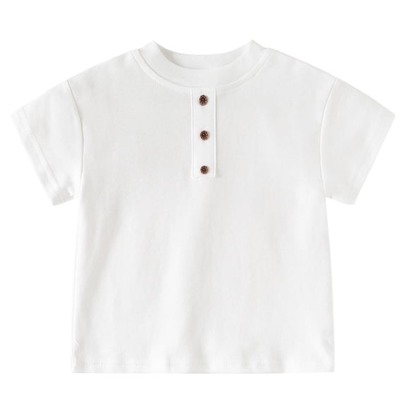 NIEWTR Boys shirts Tees Kids Tshirt Youth Short Sleeve Summer Crewneck Tops(White,2-3 Years)