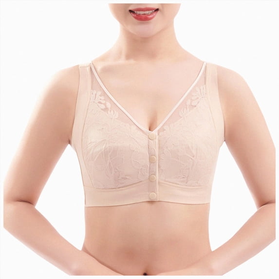 NIEWTR Bra for Senior Front Closure Breathable Bras Luxysense Front Snap Bra Womans Bras(Beige,3XL)