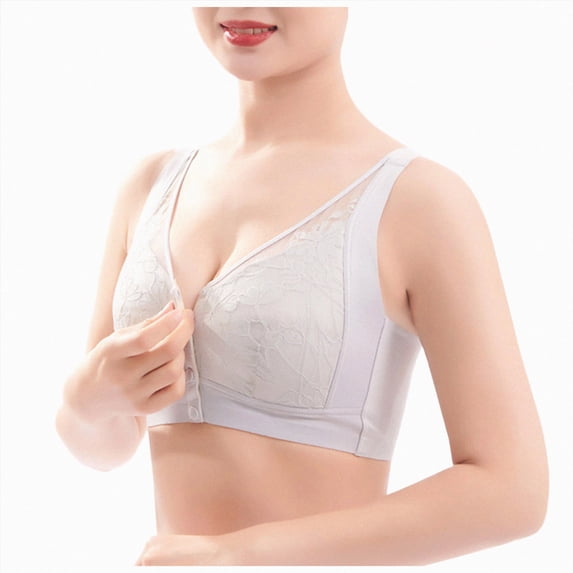 NIEWTR Bra for Senior Front Closure Breathable Bras Luxysense Front Snap Bra Womans Bras(Grey,2XL)