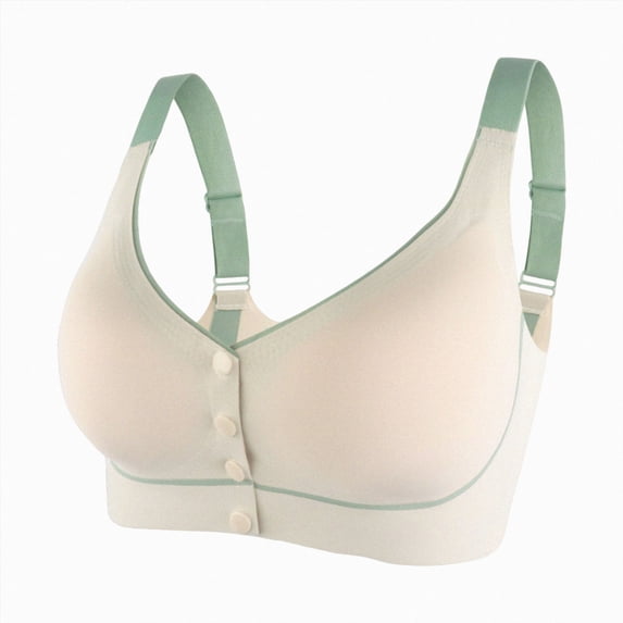 NIEWTR Bralettes for Women With Support Plus Size Front Closure Full Coverage No Underwire Comfort Wireless Push up Bras with Back Support Lace Sleeping Everyday Bras(Beige,M)