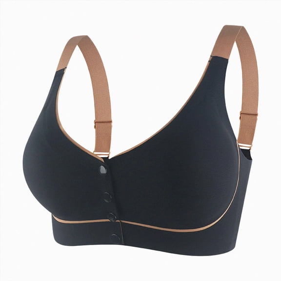 NIEWTR Bralettes for Women With Support Plus Size Front Closure Full Coverage No Underwire Comfort Wireless Push up Bras with Back Support Lace Sleeping Everyday Bras(Black,2XL)
