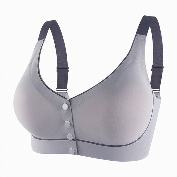 NIEWTR Bralettes for Women With Support Plus Size Front Closure Full Coverage No Underwire Comfort Wireless Push up Bras with Back Support Lace Sleeping Everyday Bras(Grey,2XL)