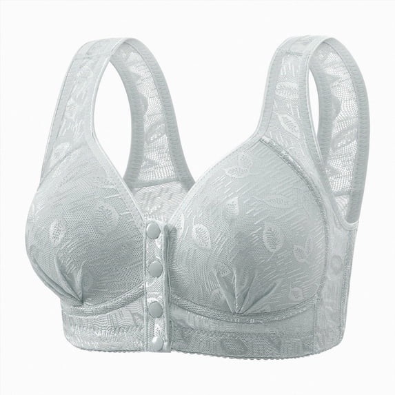 NIEWTR Bras for Older Women No Underwire Front Closure Comfort Senior Wireless Snap Closing Bra Full Coverage Bralette for Senior, Everyday Bra(Light Blue,S)