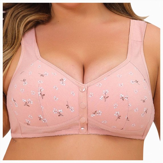 NIEWTR Bras for Women No Underwire Front Closure Wireless Bras Seamless Push Up Full Coverage Bralettes Comfortable Everyday Bra Breathable Front Unbuttoned Underwear(Light Pink,56)