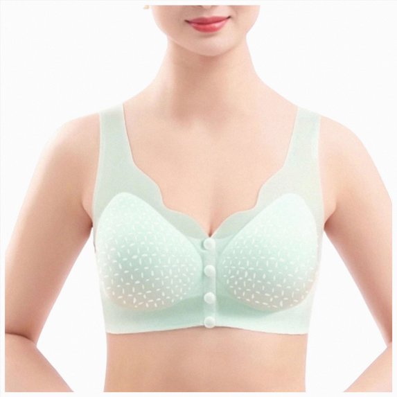 NIEWTR Bras for Seniors New Front Closure Bras for Older Women, Bra for Women Front Closure No Underwire Bra(Green,3XL)