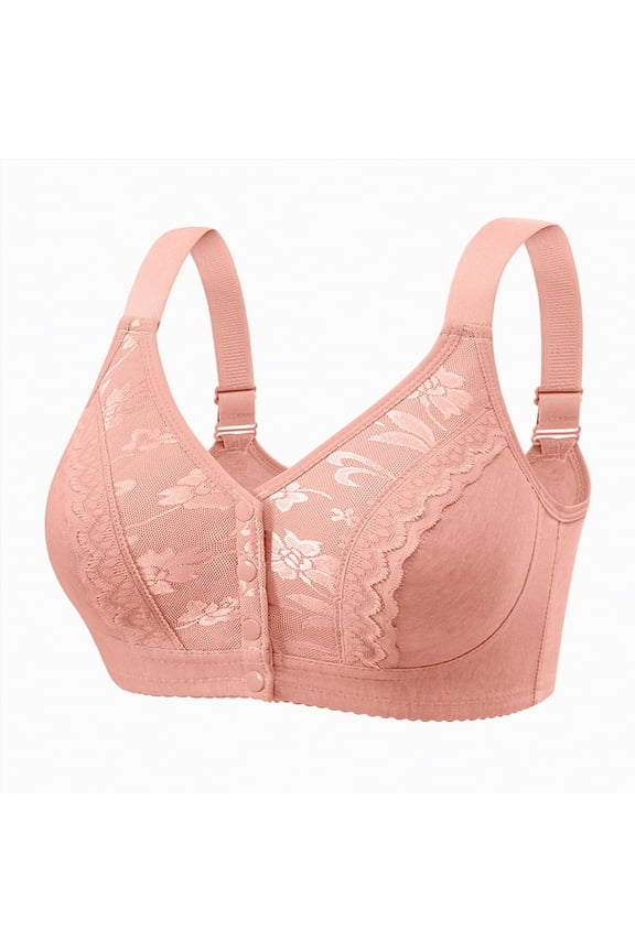 Bras for Women Back Closure Mesh Crossover Seamless Full Coverage No Underwire Breathable Soft Support(A01-Pink,52)