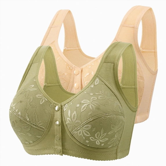 NIEWTR Bras for Women Large Cup Front Closure Wireless Push Up Bra, Full Coverage No Underwire Daisy Bra Everyday Bralettes(AG,XL)