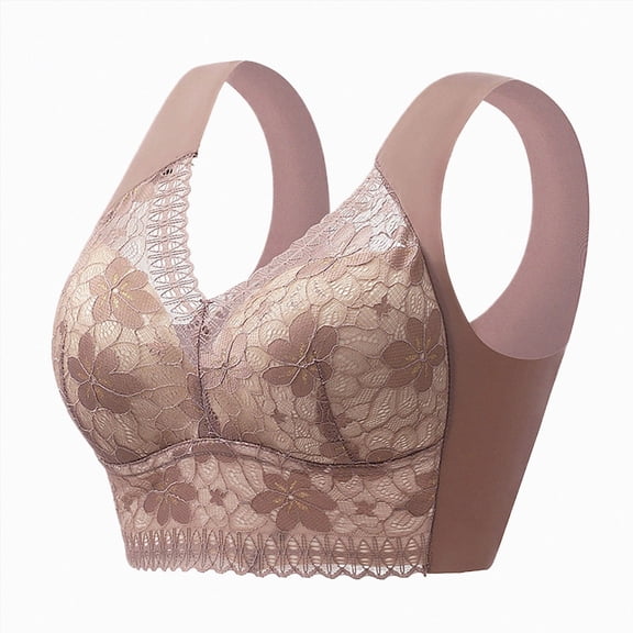 NIEWTR Bras for Women No Underwire Comfortable Full Coverage Front Closure Bralettes Adjustable Wireless Wirefree Everyday Bras Underwear(Coffee,XL)