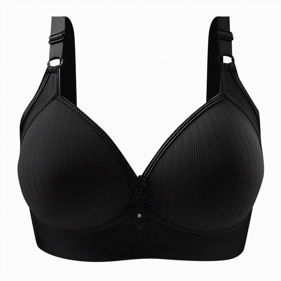 NIEWTR Bras for Women No Underwire Comfortable Full Coverage Front Closure Bralettes Wireless Wirefree Everyday Bras (Black,38)