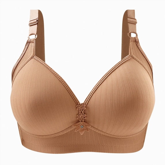 NIEWTR Bras for Women No Underwire Comfortable Full Coverage Front Closure Bralettes Wireless Wirefree Everyday Bras (Khaki,40)