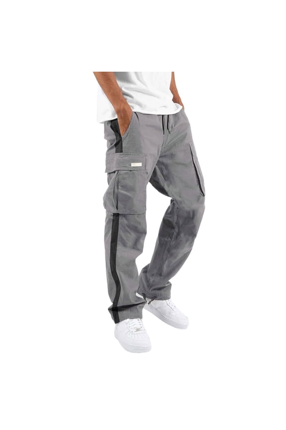 Cargo Pants for Men Workout Parachute Pants Plus Size Y2K Fashion Hiking Pant Wide Leg Casual Cargo Work Pants Men Mens Workout Pants Lightweight Men's Pants Casual Slim Fit (3XL,Z02-Grey)