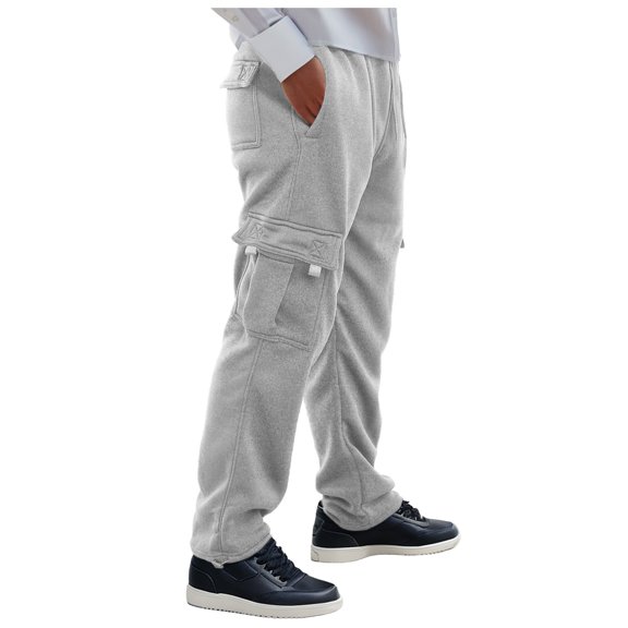 NIEWTR Cargo Pants for Men, Men's Parachute Cargo Pants Loose Fit Pants Drawstring Casual Pants Pocket Design Beam Feet Trousers Chino (Light Gray,S)