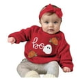 thumbnail image 1 of NIEWTR Casual Baby Boys Pumpkin Print Sweatshirt Pants Clothes Set Fall Color Block O-Neck Long Sleeves Pullover Tops Jogger Sweatpants Outfits (2-3 Months,Z091-Red), 1 of 6