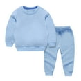 thumbnail image 1 of NIEWTR Casual Baby Boys Sweatshirt Pants Clothes Set Fall Solid O-Neck Long Sleeves Pullover Tops Jogger Sweatpants Outfits(Z099-Sky Blue,10-11 Years), 1 of 3
