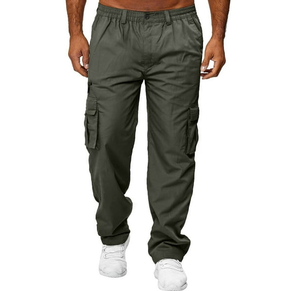 NIEWTR Casual Cargo Pants for Men Baggy Pants Multi Pockets Outdoor Work Hiking Sweatpants Mens Cargo Casual Pants (Green,3XL)