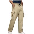 thumbnail image 1 of NIEWTR Casual Cargo Pants for Men Men Solid Casual Multiple Pockets Outdoor Straight Fitness Pants Cargo Pants Trousers (Khaki,XXL), 1 of 5