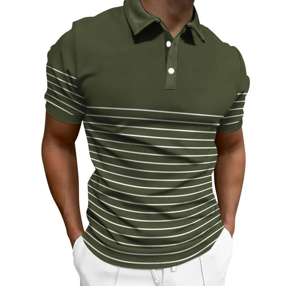 NIEWTR Casual Mens Short Sleeve Polo Shirts Ribbed Knit Golf Shirts Classic Fit Pullover Tops(Green,M)