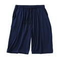 thumbnail image 1 of NIEWTR Casual Shorts for Men's Casual Trousers Work Wear Pockets Full Casual Shorts Elastic Waist Yoga Summer Trousers Summer Beach Jogging Leisure Big& Tall XXL-8XL(Navy,3XL), 1 of 9