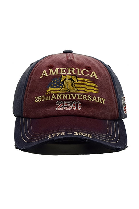 Casual United States 250th Anniversary Cap, Washed Cotton, Adjustable Baseball Hat Unisex(A01-Red,One Size)