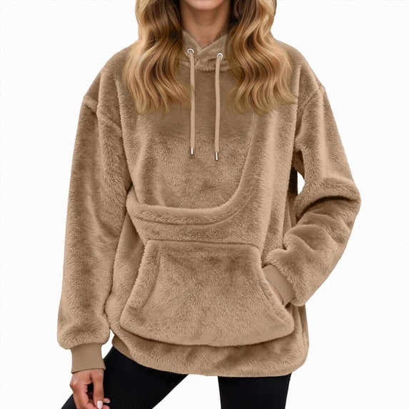 NIEWTR Cat Dog Pouch Hoodie For Women Pet Pouch Sweatshirts With Large Pocket Pullover Warm Womens Tops