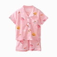 thumbnail image 1 of NIEWTR Children 2PC Loungewear Set Toddler Short Sleeve Round Neck Tee with Stretchy Shorts Breathable Pajamas for 2T 3T 4T 5T(A-Pink,2-3 Years), 1 of 5
