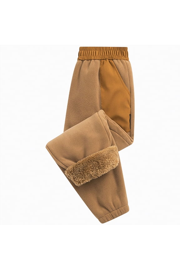 Children Kids Snow Pants Baby Clothes Toddler Boys Girls Patchwork Fashion Solid Thick Warm Sport Transportation Print(Coffee,6-7 Years)