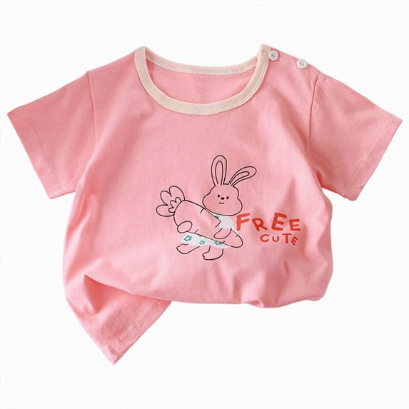 NIEWTR Children Soft T-Shirts Toddler Boys Short Sleeve Crewneck Basic Tees Casual Summer Tops 0-24M 2T 3T 4T 5T Comfortable Daily Vacation(A-Pink,6-12 Months)