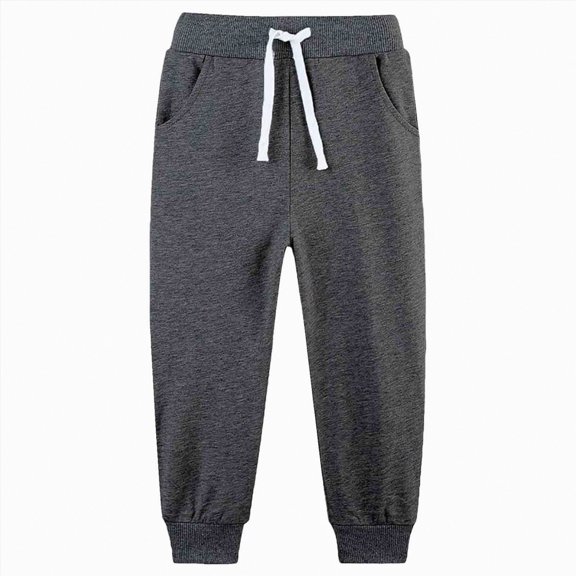 NIEWTR Children Toddler Baby Boys Solid Color Plush Sport Pants Pockets Infant Jogger Sweat Pants Kids Casual Fashion Thick Trousers(Dark Gray,7-8 Years)