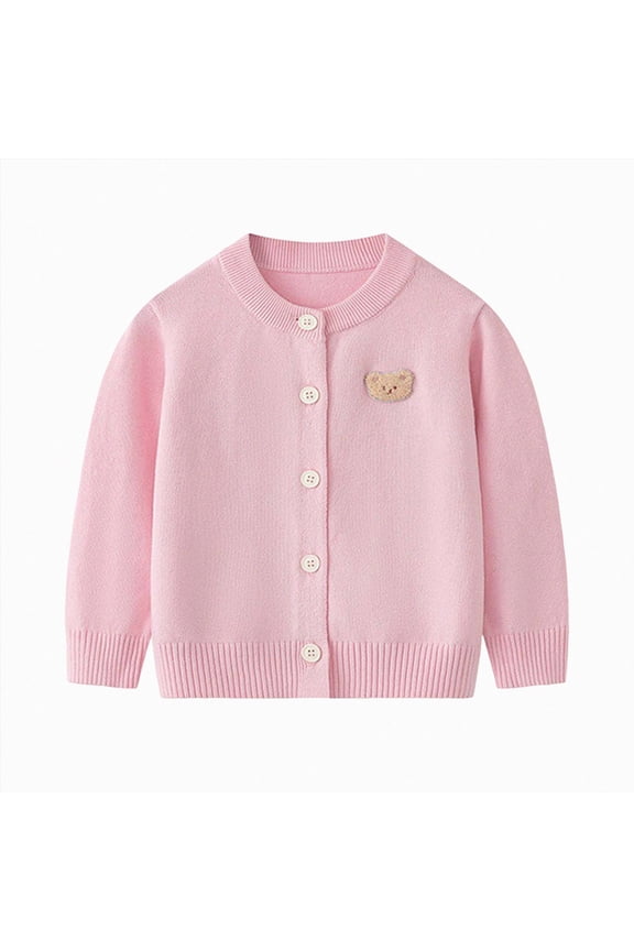 Children's Cardigan Sweater Fall Embroidery Sweaters Jacket for Girl's Long Sleeve Button down Knit Open Front Baby Sweater 2T 3T 4T 5T 6T(A-Red,3-4 Years)