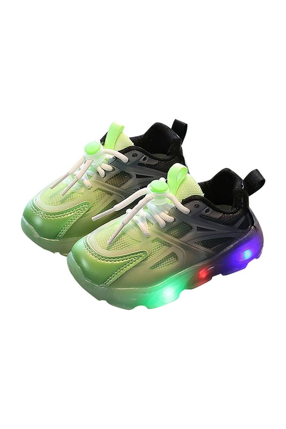 Children's Sneakers Color Light Shoes Shoes Lace Up Soft Soles Baby Shoes(Green,12)