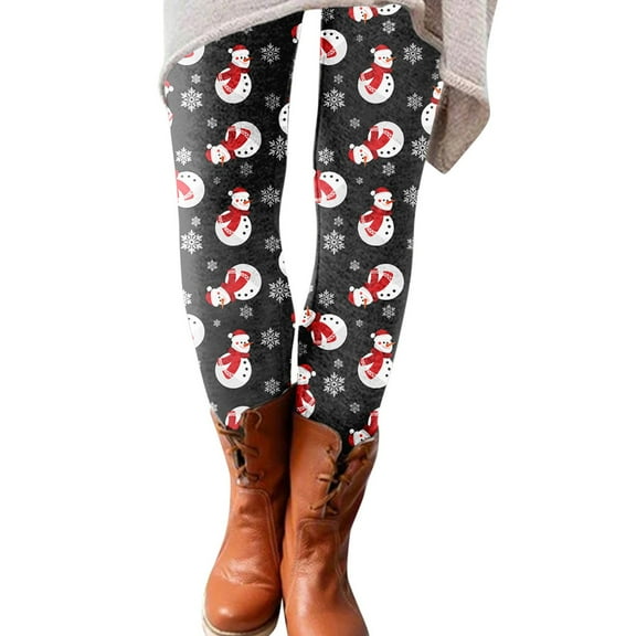 NIEWTR Christmas Leggings For Women High Waisted Workout Pants Santa Print Holiday Funny Printed Christmas Legging Tights(XL,Black)