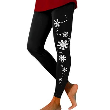 NIEWTR Christmas Leggings Yoga Pants for Women, Pants Casual GymTights Workout Dance Running Gradient Snowflake Printed Leggings(XL,Black)