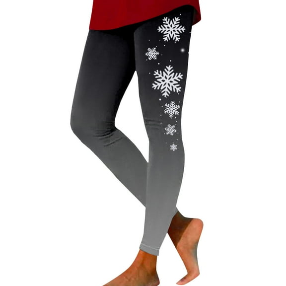 NIEWTR Christmas Leggings for Women Plus Size,Christmas Leggings Xmas Tree Reindeer Holiday Leggings Soft Stretchy Yoga Pants(Grey,L)