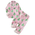 thumbnail image 1 of NIEWTR Christmas Pajamas Toddler Girl Christmas Tree Print 2 Piece Pajama Set Kids Satin Silk PJs Nightgown Outfit Sleepwear Sets (3-4 Years,Pink), 1 of 9