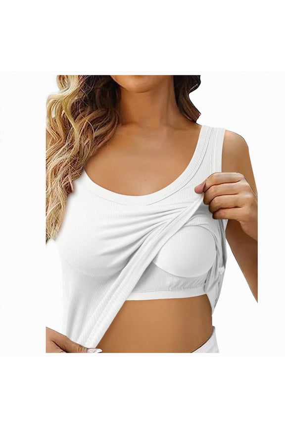 Cotton Shelf Bra Camisole Tops for Women Adjustable Spaghetti Strap Tank Top Summer Cami Shirt(A01-White,M)