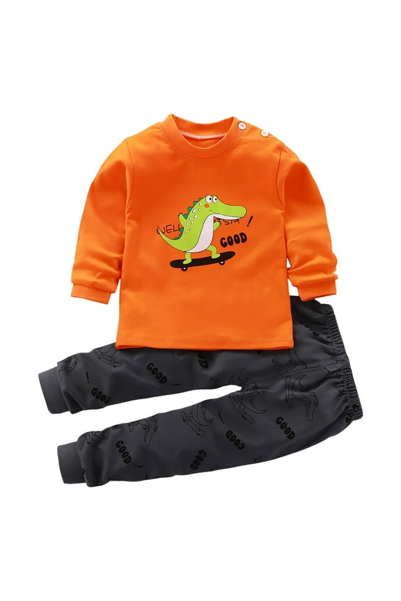 Cute Baby Boy Clothes Suit Kids Pullover Sweatshirt Top Shirt+ Casual Pants Set 2PC Long Sleeve Pajamas Set 3 6 9 12 18 24 Months 2T 3T,1-2 Years