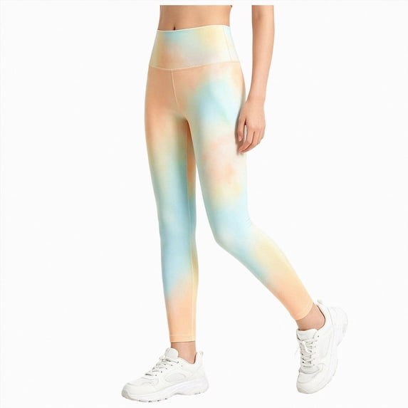 NIEWTR Cute Printed Girls Stretch Ankle Leggings Ankle Length Girl’s Cotton Leggings Pants Full Length Basic Leggings Stretchy Legging Footless Tight Pants(A-Yellow,6-7 Years)