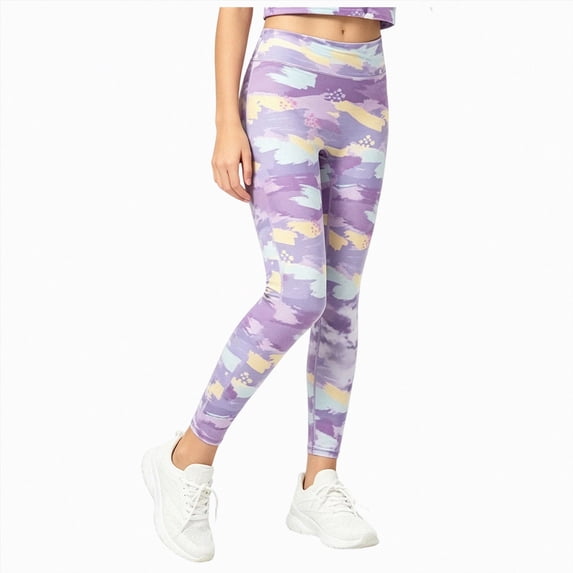 NIEWTR Cute Printed Girls Stretch Ankle Leggings Ankle Length Girl’s Leggings Athletic Dance Cheer Workout Pants for Kids Teens Tweens Youth Activewear Bottoms (B-Purple,2-3 Years)