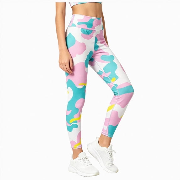 NIEWTR Cute Printed Girls Stretch Ankle Leggings Ankle Length Girl’s Leggings Athletic Dance Cheer Workout Pants for Kids Teens Tweens Youth Activewear Bottoms (B-Green,5-6 Years)
